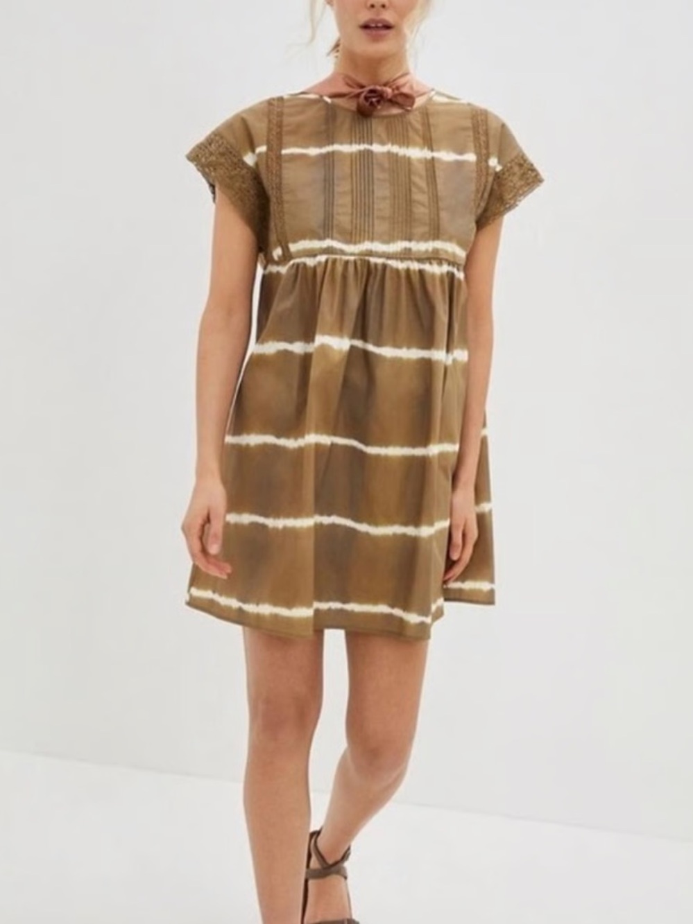 Anthropologie Corey Lynn Calter Brigid Brown Tie-Dye Cotton Dress M NWOT